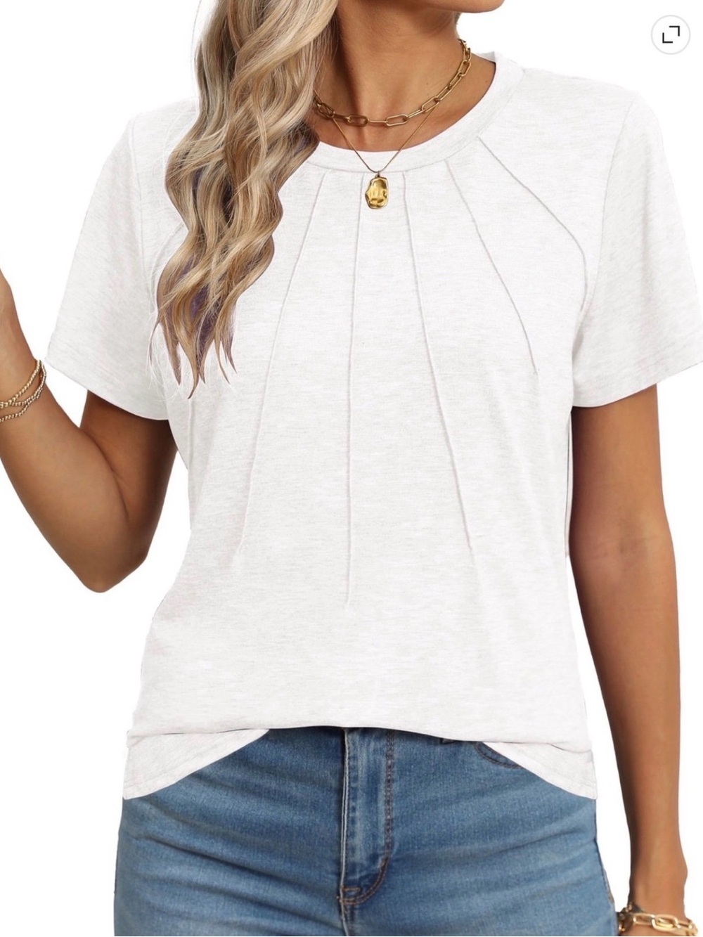 Rosvigor Women’s White Pleated Short Sleeve Blouse Top Size Large NWT